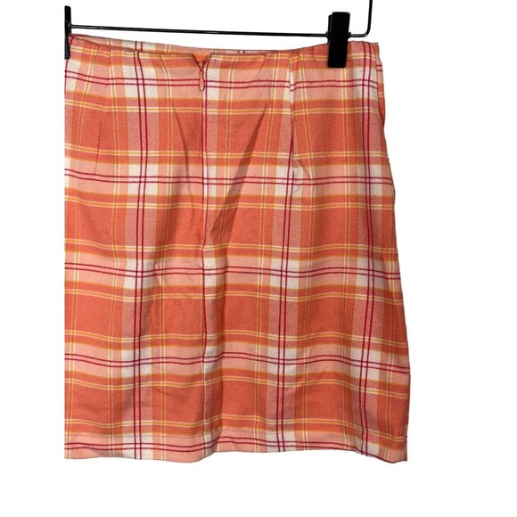 Wild Fable Orange Red Plaid Mini Skirt Preppy Schoolgirl Size 6 Small - Picture 8 of 13